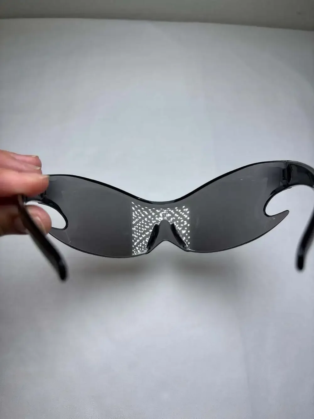 Futuristic Y2K Flame Wrap Around Shield Sunglasses with Bronze Mirror Lens